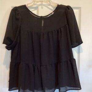 Good Luck Gem Black Tiered Blouse